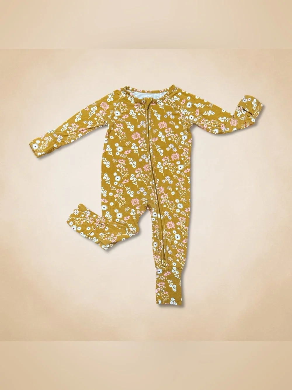 Emerson and Friends Floral Baby Bamboo Convertible Footie Romper 6-12 Months